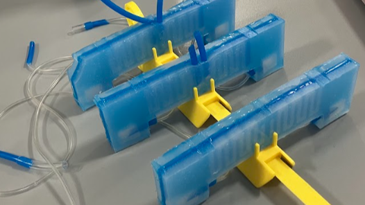 Skippy the soft robotic crawler (early prototype)— silicone legs with ski-skin feet mounted to a flexible spine.